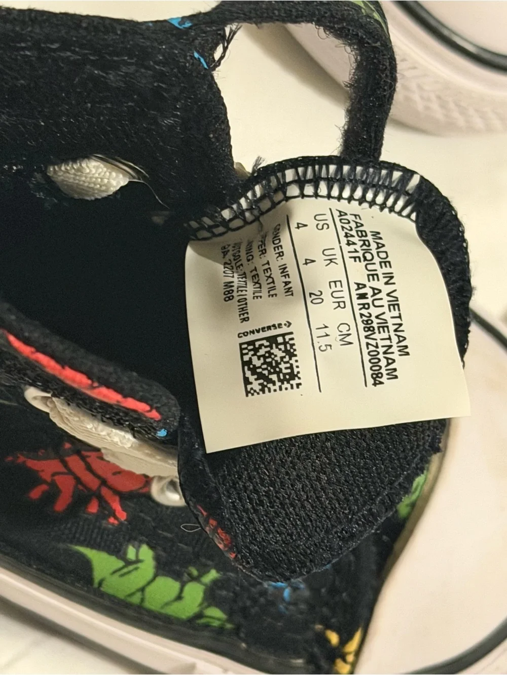 Converse Kids Black High-Tops with Multicolor Dino Print